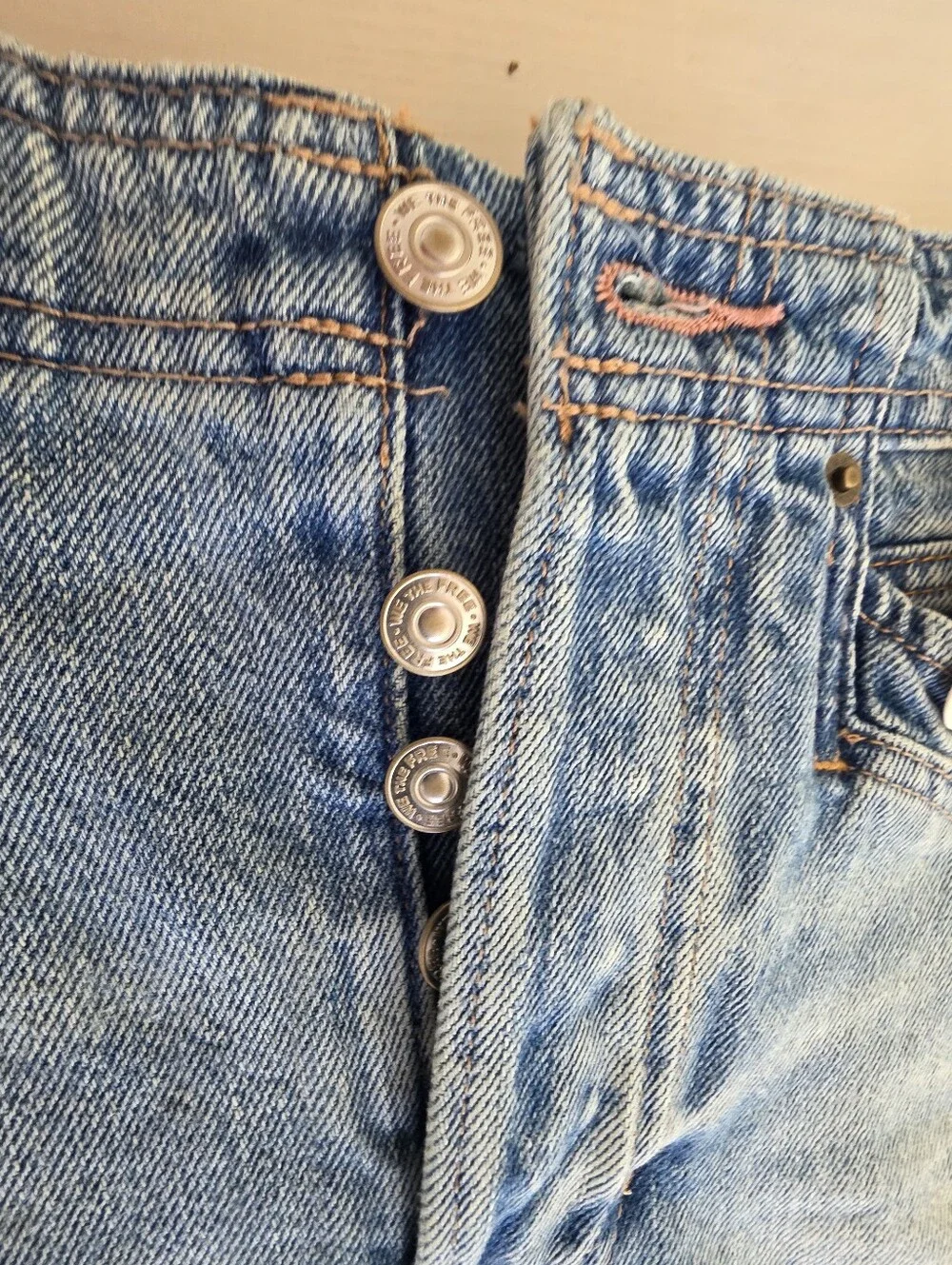 Free People We The Free Suzy Denim midi skirt Sz 26 $128